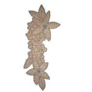 Peach Color Sequin and Bead Flower Applique Sew On Lot of 2